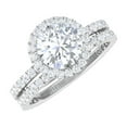 4 CT Elegant Moissanite Floating Halo Wedding Ring Set, 14K White Gold