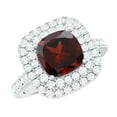 thumbnail image 1 of Rosec Jewels Natural Garnet Cushion Cut Engagement Ring with Halo - 8 mm - Vintage Style Ring for Women - AAA Quality, 10K White Gold, US 9.50, 1 of 9