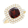 thumbnail image 1 of Rosec Jewels Natural Garnet Cushion Cut Engagement Ring with Halo - 8 mm - Vintage Style Ring for Women - AAA Quality, 14K Yellow Gold, US 9.50, 1 of 8