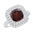 thumbnail image 1 of Rosec Jewels Natural Garnet Cushion Cut Engagement Ring with Moissanite Halo - 3 Carat - Vintage Style Ring for Women - AAA Grade, 18K White Gold, US 11.50, 1 of 8