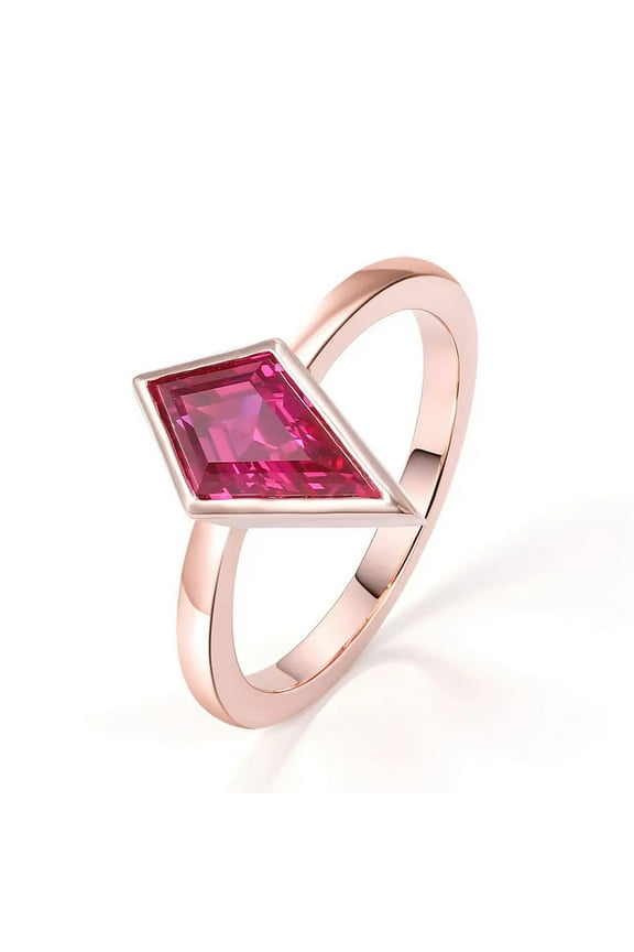 4 CT Kite-Cut Lab-Created Ruby Bezel-Setting Solitaire Engagement Ring in 925 Sterling Silver – Elegant Wedding Party Gift for Her
