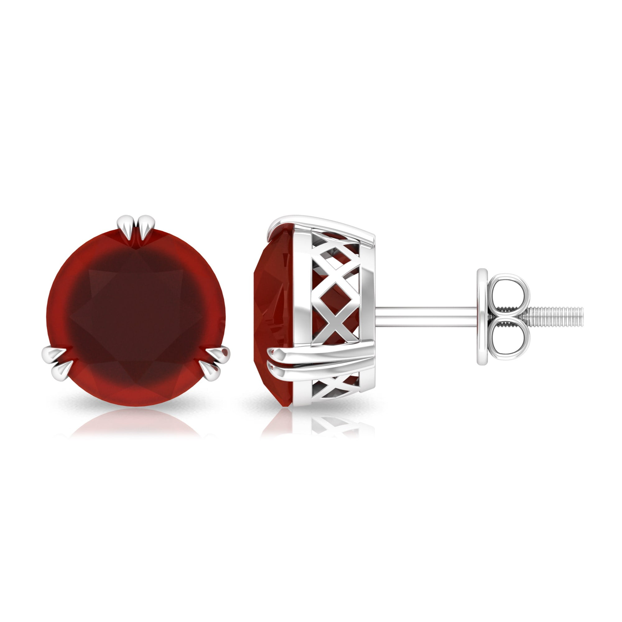 4 CT Red Onyx Solitaire Stud Earrings for Women 8 MM Round Cut