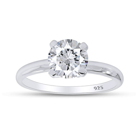 4 CT Round Cut White Cubic Zirconia Solitaire Ring For Women In 14K White Gold Plated 925 Sterling Silver (Color: White, Clarity: VVS1-VVS2, 4 Cttw) -10