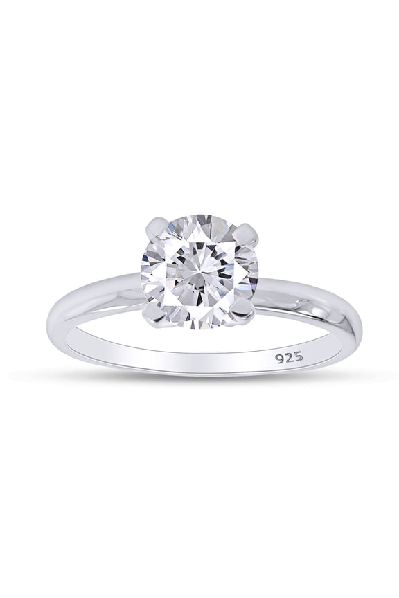 4 CT Round Cut White Cubic Zirconia Solitaire Ring For Women In 14K White Gold Plated 925 Sterling Silver (Color: White, Clarity: VVS1-VVS2, 4 Cttw) -4