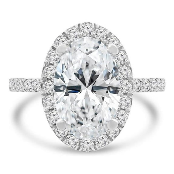 4 CTW Oval Diamond Oval Halo Anniversary Wedding Band Ring in 14K White Gold - Size 9