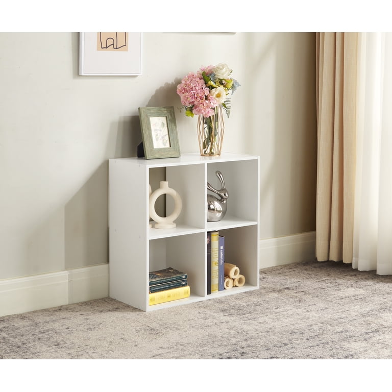 Mainstays 4 Cube Storage Organizer Bookcase, White - Walmart.com