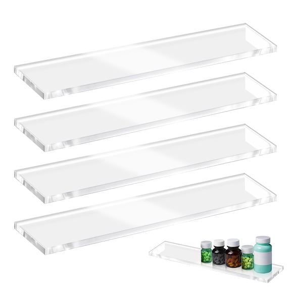 4 Cabinet Shelves 13.75 Inch Replacement Organizer For Bathroom Living Room Wall Mounted Kitchen (clear)