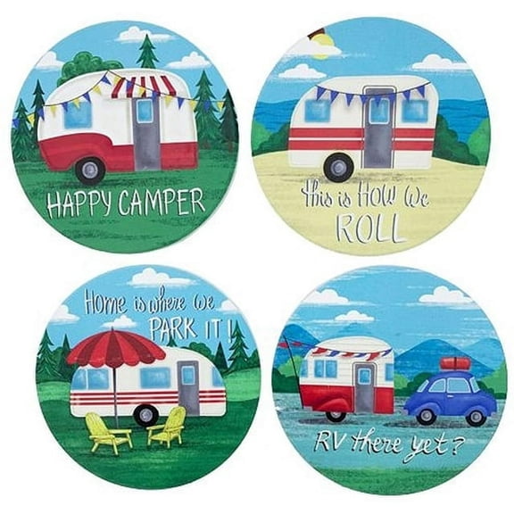 4 Camper Design Stone Coasters