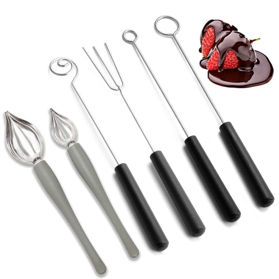 4 Candy Dipping Tools Chocolate Dipping Fork Spoons Set 2 Culinary Drawing Decorating Spoon Set,Stainless Steel Chef Art Pencil Spoons Plated Decoration Spoons for Decorative Plates Cake Coffee