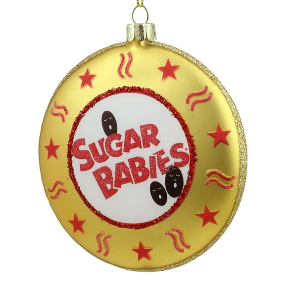 4" Candy Lane Tootsie Roll Gold Sugar Babies Bite Size Caramel Candies Christmas Disc Ornament