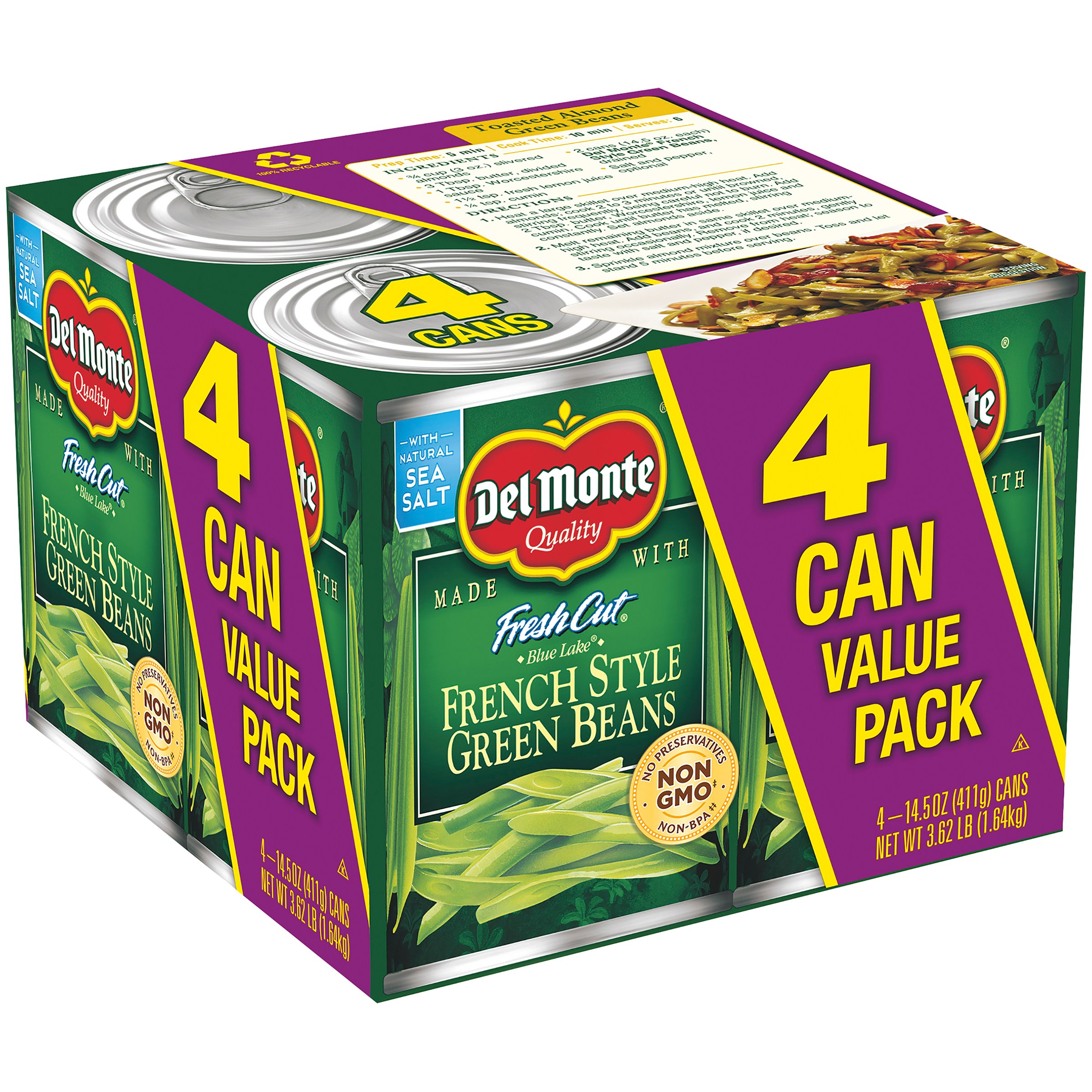 (4 Cans) Del Monte French Style Green Beans, 14.5 oz Can - image 1 of 7