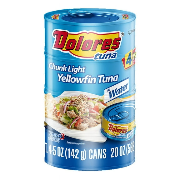 (4 Cans) Dolores® Tuna in Water, Chunk Light Yellowfin in Water, 5 oz