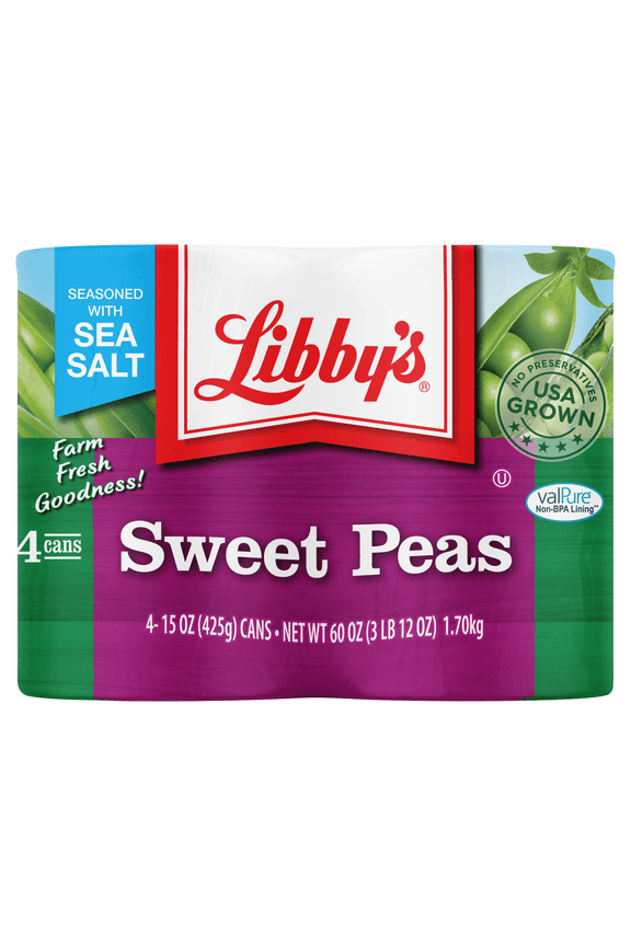 (4 Cans) Libby's Canned Sweet Peas, 15 oz
