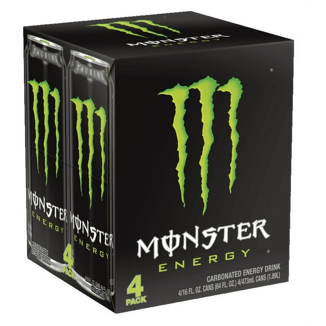 (4 Cans) Monster Energy Original, Energy Drink, 16 fl oz - Walmart.com