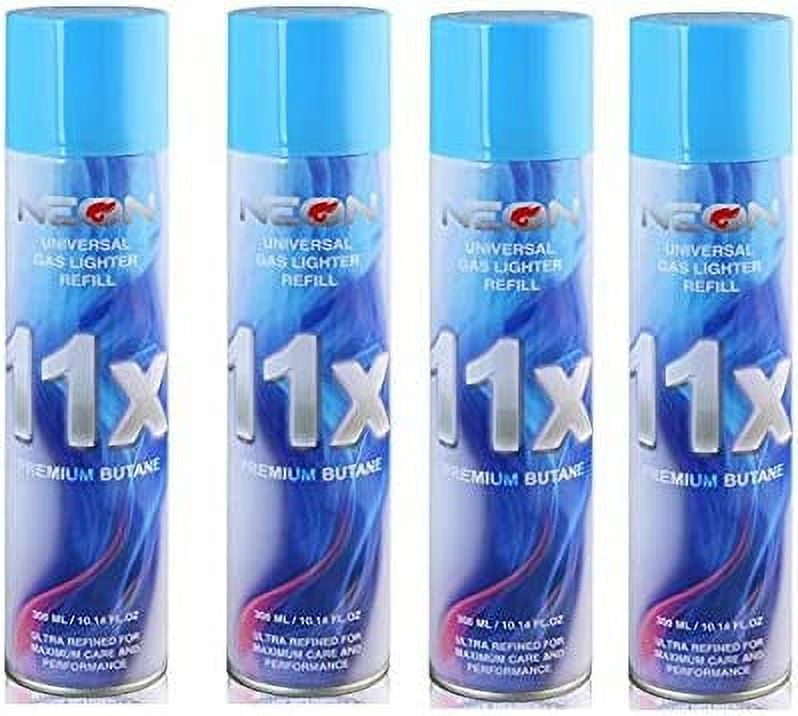 4 Cans NEON 11X Butane Refill Fuel Fluid Lighter Ultra Refined 11 Times 10.14 Oz