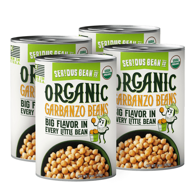(4 Cans) Serious Bean Co Organic Garbanzo Beans, GlutenFree, 15 oz