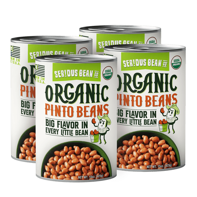 (4 Cans) Serious Bean Co Organic Pinto Beans, GlutenFree, 15 oz