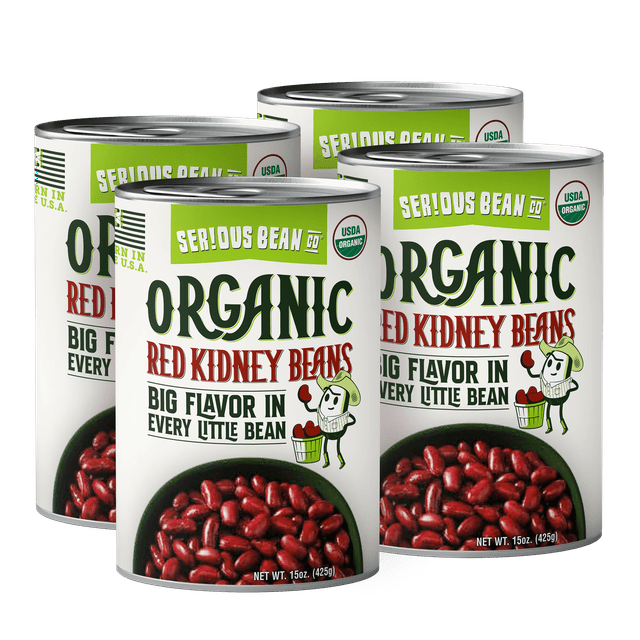 (4 Cans) Serious Bean Co Organic Red Kidney Beans, GlutenFree, 15 oz