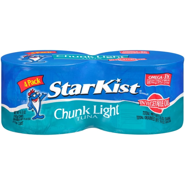 (4 Cans) StarKist Chunk Light Tuna in Vegetable Oil, 5 oz
