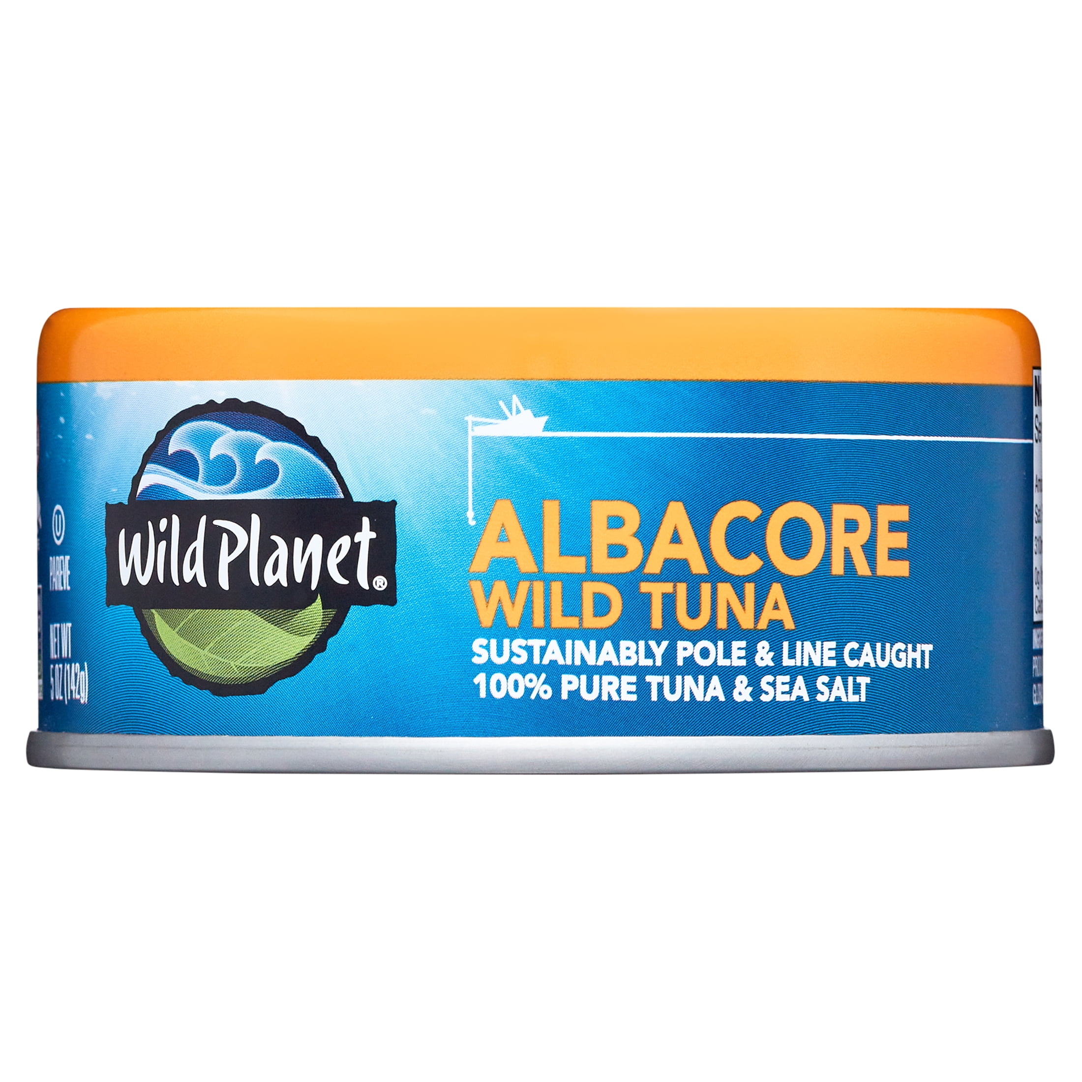 (4 Cans) Wild Planet Albacore Wild Tuna, Sea Salt, Pole and Line Caught,  5oz Cans