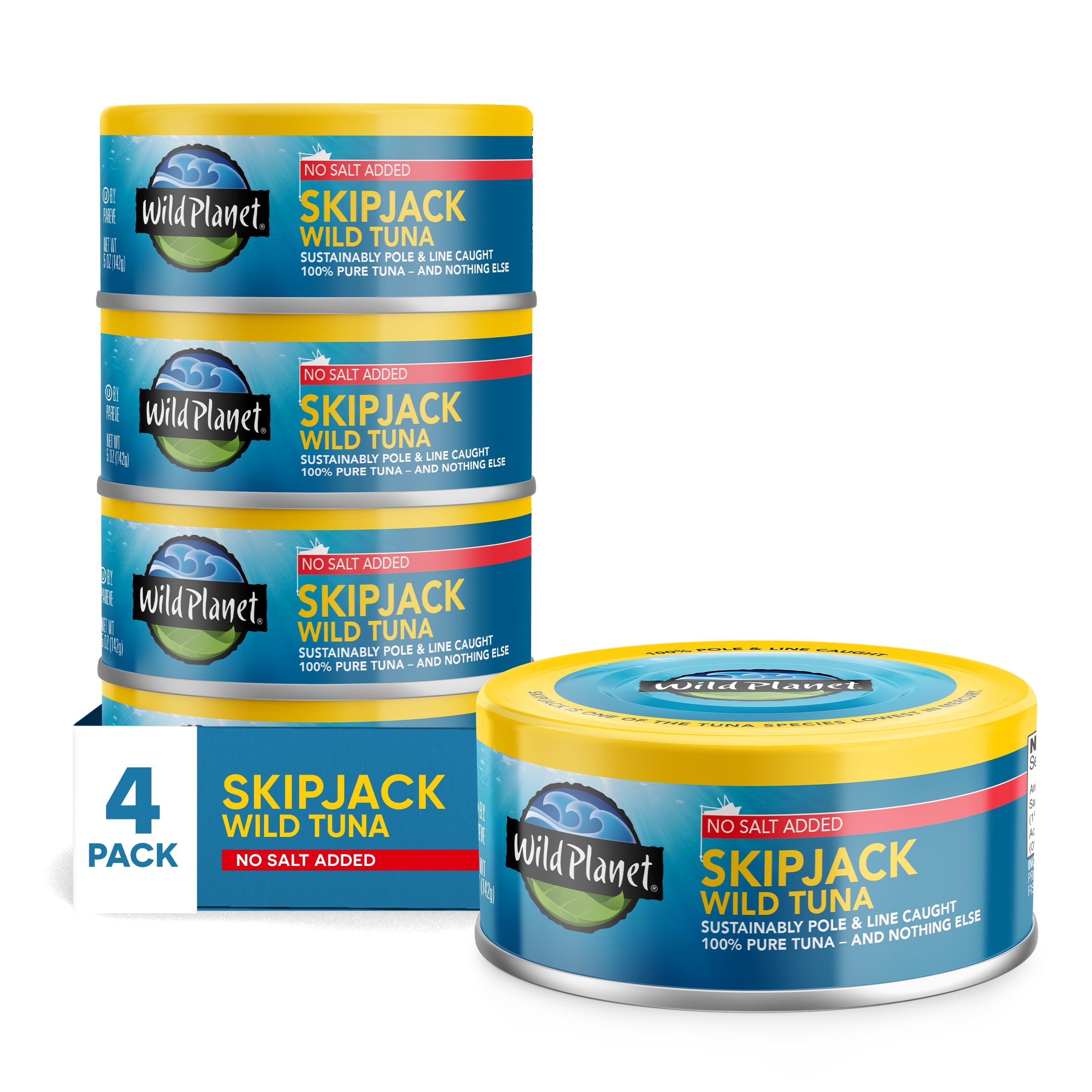 Wild Planet No Salt Added Skipjack Tuna 5 oz Can (Pack of 4) - Walmart.com