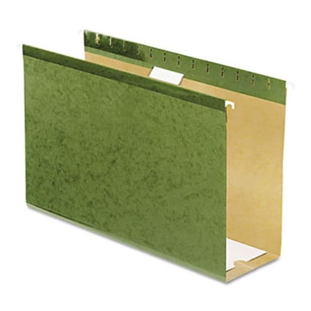 4'' Capacity Reinforced Hanging File Folders- Kraft- Legal- Standard Green- 25/Bx