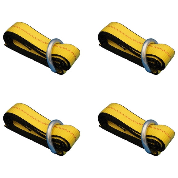 (4) Car Hauler Yellow Lasso Wheel Tie Down Straps 8' w/D-Ring for Tow Dolly Tow Truck