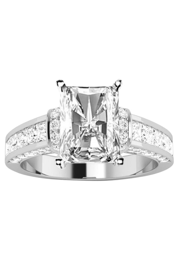 4 Carat 14K Rose Gold LAB GROWN Diamond Contemporary Channel Set Princess And Pave Round Cut Radiant Cut Diamond Engagement Ring (E-F Color VS1-VS2 Clarity) Size: 8.5