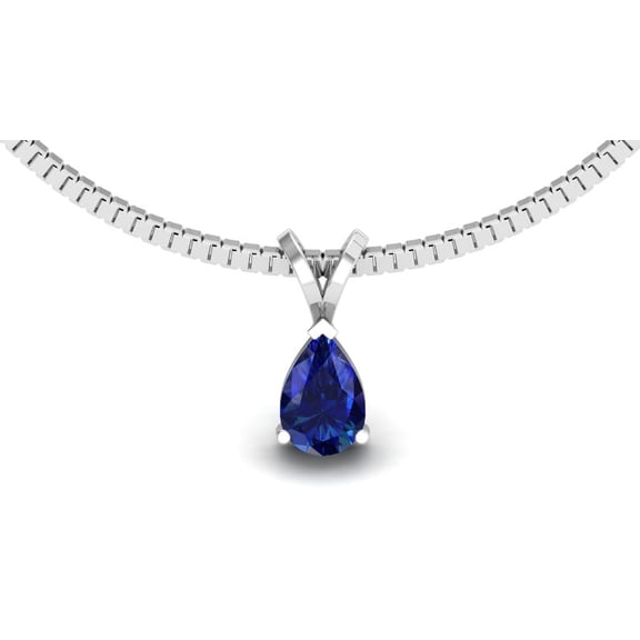 4 Carat 925 Sterling Silver Blue Created Sapphire Pendant Necklace for Women Pear Cut With 18 inch Silver Chain