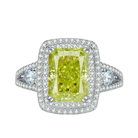 4 Carat 925 Sterling Silver Engagement Rings for Women Promise Rings for Her Dainty Radiant Cut Ring Statement Cocktail Rings for Wife Ladies