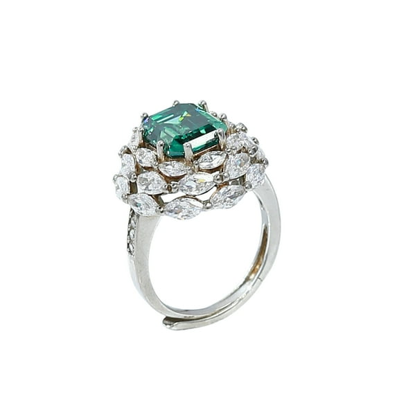 4 Carat Adjustable Moissanite Rings for Women D Color VVS1 925 Sterling Silver Emerald Cut Moissanite Rings Lab Created Diamond Rings Simulated Diamond Engagement Ring