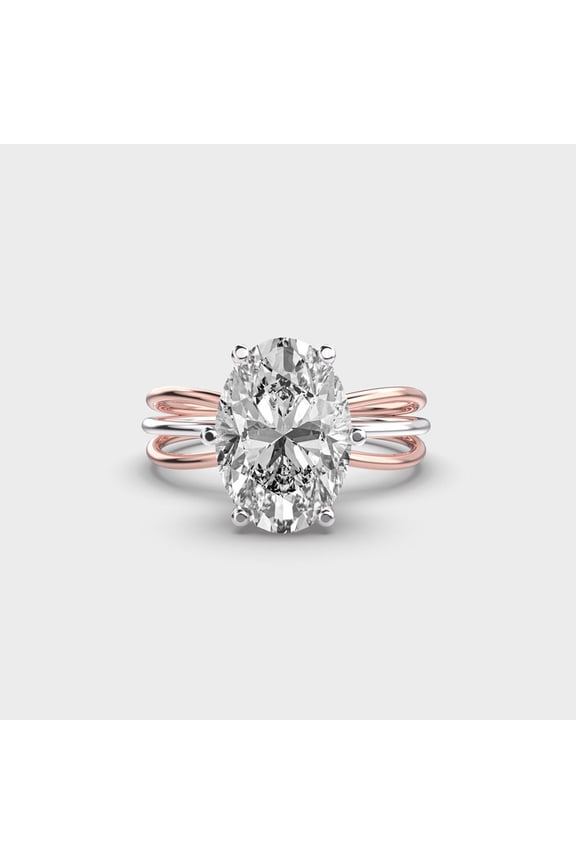 4 Carat Beautiful IGI Certified Lab Grown Diamond Engagement Ring Solid 14K Rose Gold | Oval Cut Solitaire Diamond Rings for Women | Size 10 Diamond-Capitals