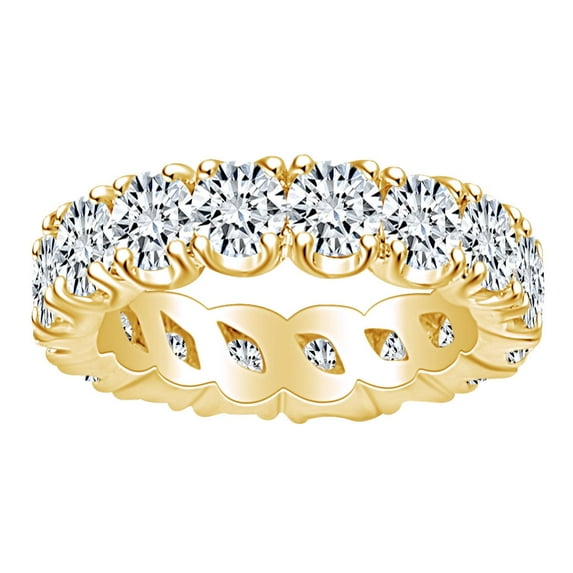 AFFY 4 Carat (Ctw) Round Shape White Natural Diamond Full Eternity Wedding Band Ring In 14k Solid Yellow Gold Ring Size-8