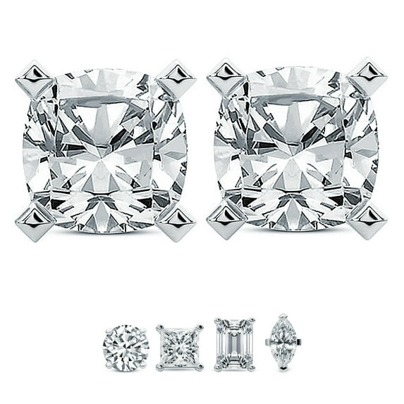 4 Carat Cushion IGI Certified Lab Grown Diamond Solitaire Earrings | 14K Yellow Gold FG VS Diamonds | Stud Earrings Friendly Diamonds