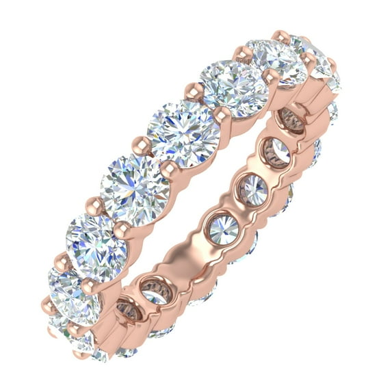 4 Carat Diamond Eternity Wedding Band Ring in 14K Rose Gold - IGI Certified (Ring Size 9)