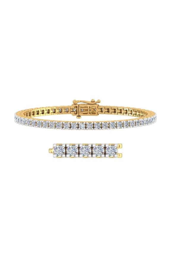 4 Carat Diamond Tennis Bracelet in 10K Yellow Gold - IGI Certified (7 Inch)