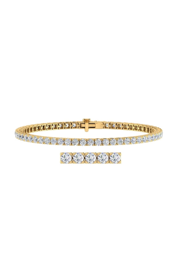 4 Carat Diamond Tennis Bracelet in 14K Yellow Gold (7 Inch) - IGI Certified (I1-I2 Clarity)