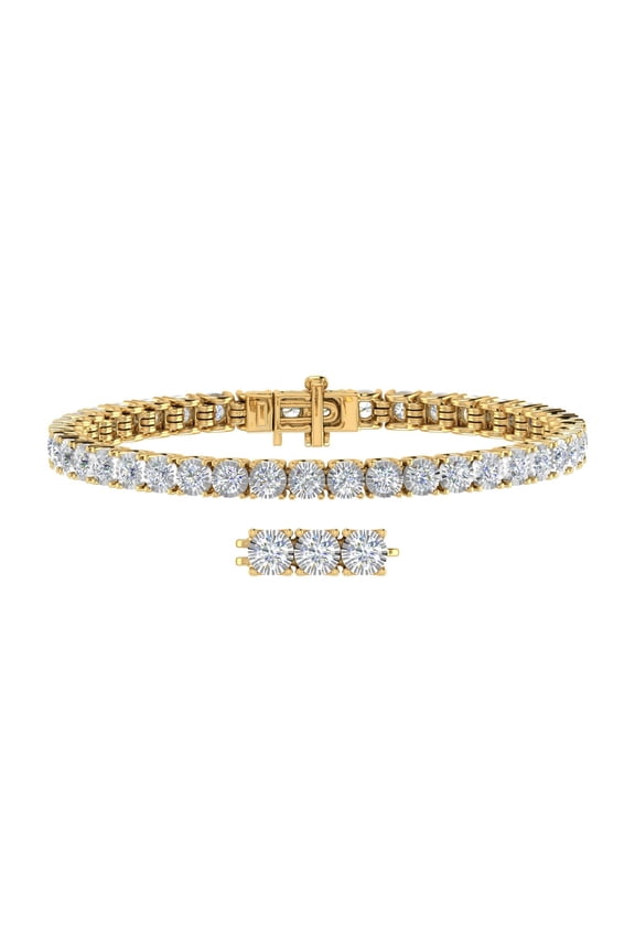 4 Carat Diamond Tennis Bracelet in 18K Yellow Gold over Sterling Silver (7 Inch)