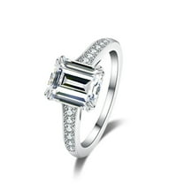 4 Carat Emerald Cut Engagement Rings for Women Diamond Ring D Color VVS1 Clarity Wedding Ring 925 Sterling Silver Anniversary Promise Rings for Her