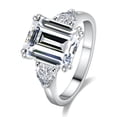 thumbnail image 1 of 4 Carat Emerald Cut Moissanite Ring Three Stone Engagement Ring for Women 925 Sterling Silver Wedding Rings D Color VVS1 Clarity Diamond Rings for Women, 1 of 7