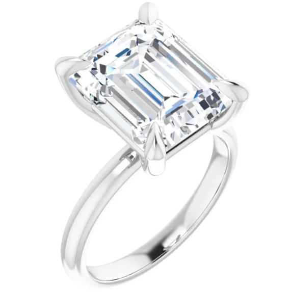 4 Carat Emerald Lab Grown Diamond Engagement Ring