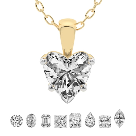 4 Carat Heart IGI Certified Lab Grown Diamond Pendant Necklace For Women | FG-VS Solitaire Pendant Necklace 14K Yellow Gold | Martina Solitaire
