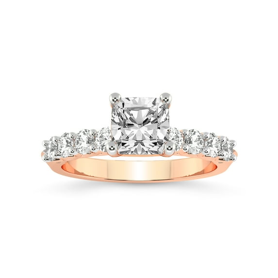 IGI Certified 4 Carat Cushion Shape Lab Grown Diamond Engagement Ring | 14K Rose Gold | Cassidy Entwined Prongs Lab Diamond Ring | FG-VS1-VS2 Quality Friendly Diamonds