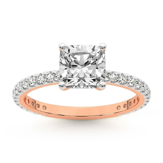 4 Carat IGI Certified Cushion Shape Lab Grown Diamond Engagement Ring | 14K Rose Gold |Emily Eternity Diamond Ring | FG-VS1-VS2 Quality Friendly Diamonds