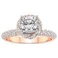 thumbnail image 1 of IGI Certified 4 Carat Cushion Shape Lab Grown Diamond Engagement Ring | 14K Rose Gold |Entwined Love Halo Diamond Ring | FG-VS1-VS2 Quality Friendly Diamonds, 1 of 6