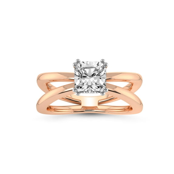 IGI Certified 4 Carat Cushion Shape Lab Grown Diamond Engagement Ring | 14K Rose Gold | Stella Criss Cross Solitaire Lab Diamond Ring | FG-VS1-VS2 Quality Friendly Diamonds