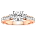 thumbnail image 1 of 4 Carat IGI Certified Cushion Shape Lab Grown Diamond Engagement Ring | 14K Rose Gold |Trilogy Three Stone Diamond Ring | FG-VS1-VS2 Quality Friendly Diamonds, 1 of 4