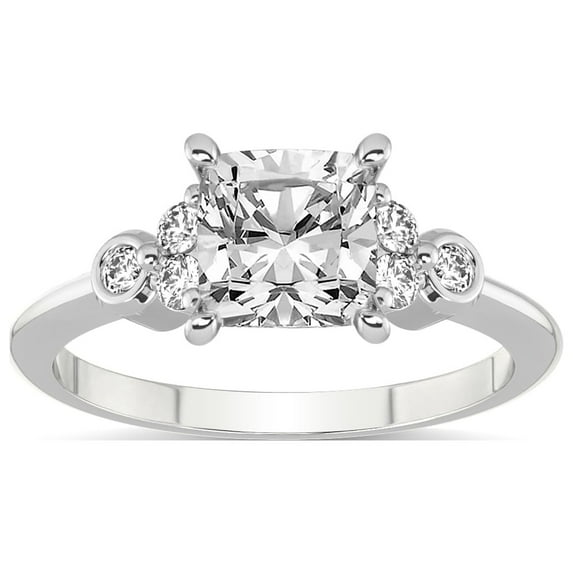 4 Carat IGI Certified Cushion Shape Lab Grown Diamond Engagement Ring | 14K White Gold |Amore Side Stone Diamond Ring | FG-VS1-VS2 Quality Friendly Diamonds