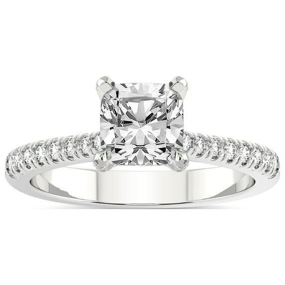 4 Carat IGI Certified Cushion Shape Lab Grown Diamond Engagement Ring | 14K White Gold |Amy Tapered Eternity Diamond Ring | FG-VS1-VS2 Quality Friendly Diamonds