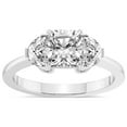 thumbnail image 1 of 4 Carat IGI Certified Cushion Shape Lab Grown Diamond Engagement Ring | 14K White Gold |Antonia Three Stone Half Moonset Diamond Ring | FG-VS1-VS2 Quality Friendly Diamonds, 1 of 5